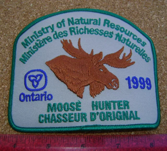 1999 Ontario Mnr Moose Hunter Patch Deer Bear Elk Hunting Conservation Badge Dnr