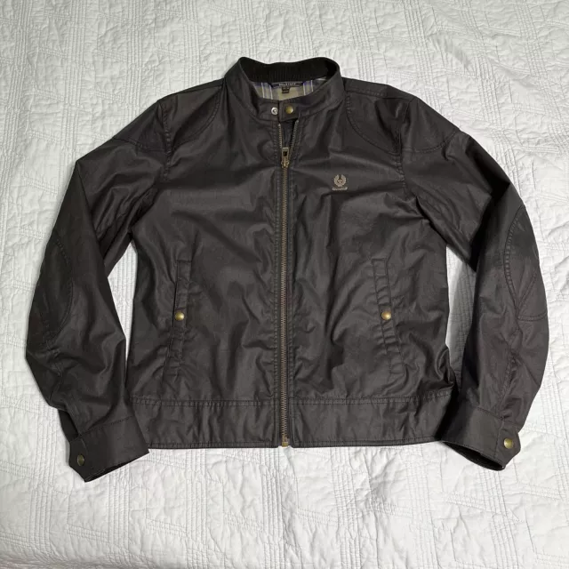 Belstaff Kelland Waxed Cotton Motorcycle Cafe Racer Jacket, Black, Sz 38, Medium