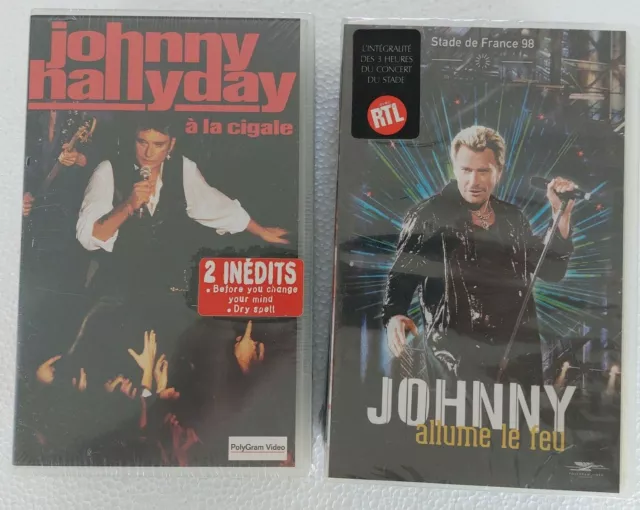 Johnny Hallyday ( Lot Vhs Neuves ) ♦ A La Cigale (2 Inedits) + Allume Le Feu ♦