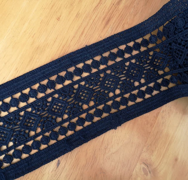 3" Wide Rayon Venise Victorian Floral Lace Dark blue s0294