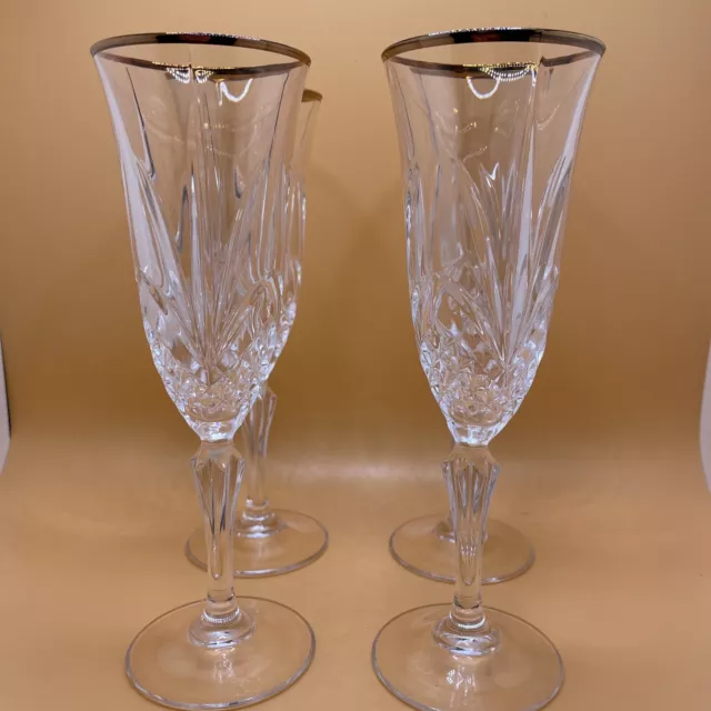 Salzburg gold Cristal D Arques collection Champagne Glasses Set Of 4