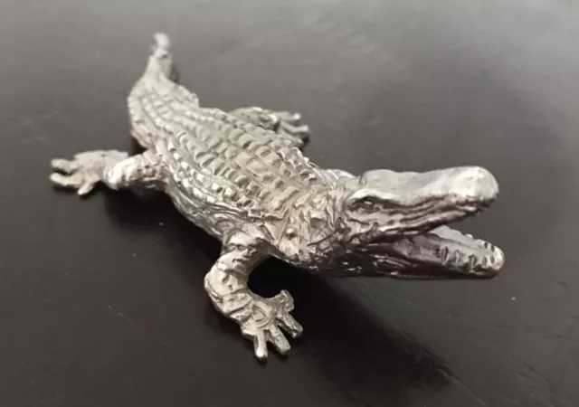 Pewter Alligator Gator Crocodile Swamp Florida Reptile Silver Figurine Statue Z