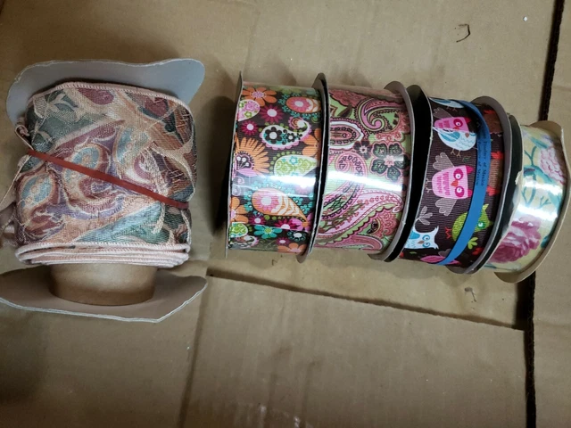 CRAFT BIN RIBBON Lot 5 Assort Designs Colors Widths Lengths £9.65 ...