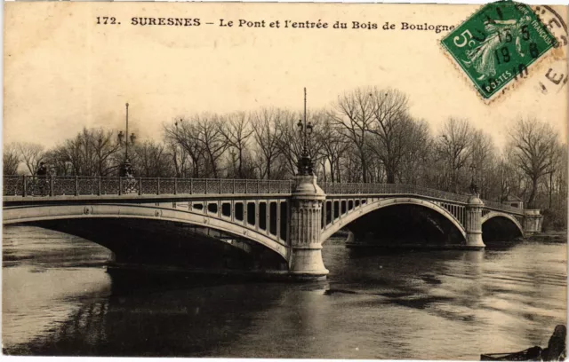 CPA Suresnes Le Pont et entrance du Bois de Boulogne (1315034)