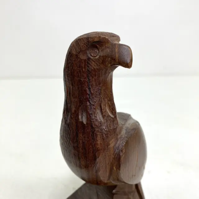 Hand Carved Eagle 5" Wood Figurine Statue Ironwood Falcon Hawk Bird Of Prey