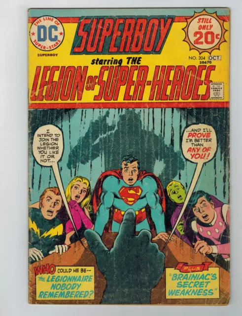 Superboy Starring the Legion of Super-Heroes #204 Comic Book 1974 DC Comics