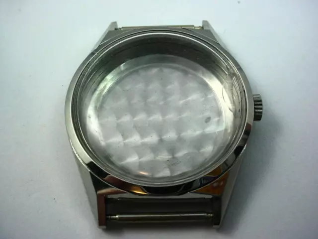 Mens Silver Tone Vintage Watch Case Id 30.02mm Crystal Crown Case Back New Old S