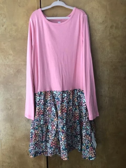 NWT Tea Collection Pink Long Sleeve Tiered Skirt Dress Girls sz 12