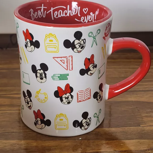 NEW Disney - Best Teacher Ever - Mug Ceramic Coffee Cup Mickey Minnie Mouse