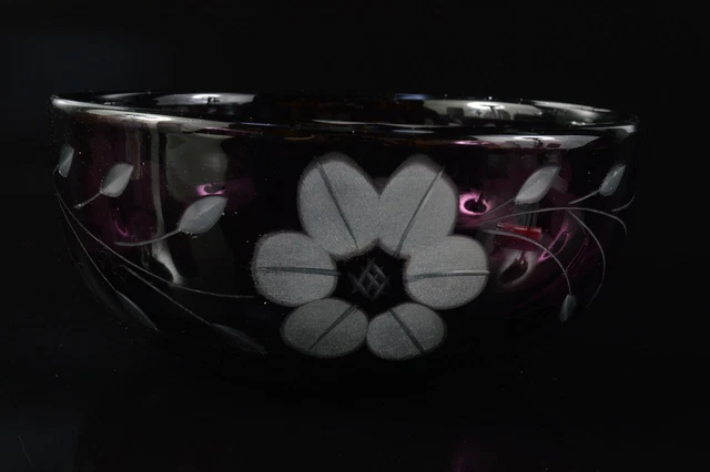 G6618: Japanese Glass Kiriko pattern sculpture Kashiki DESSERT BOWL/dish