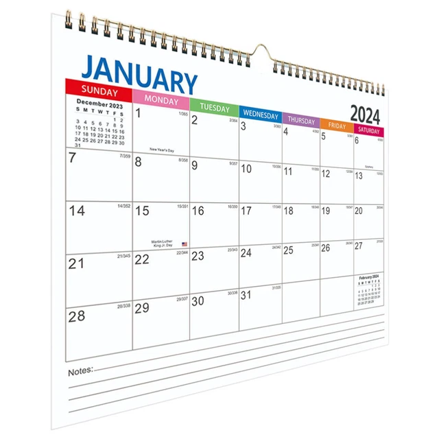 Calendrier Mural 2026-2027 - 18 Mois, 43x30.5 Cm, Avec Grands Espaces D'écriture, Pour Bureau Ou Maison - 2