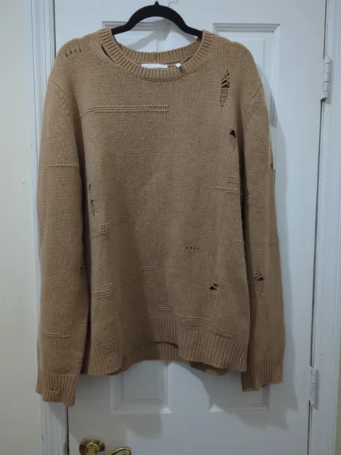 Helmut Lang Distressed Beige Sweater XXL