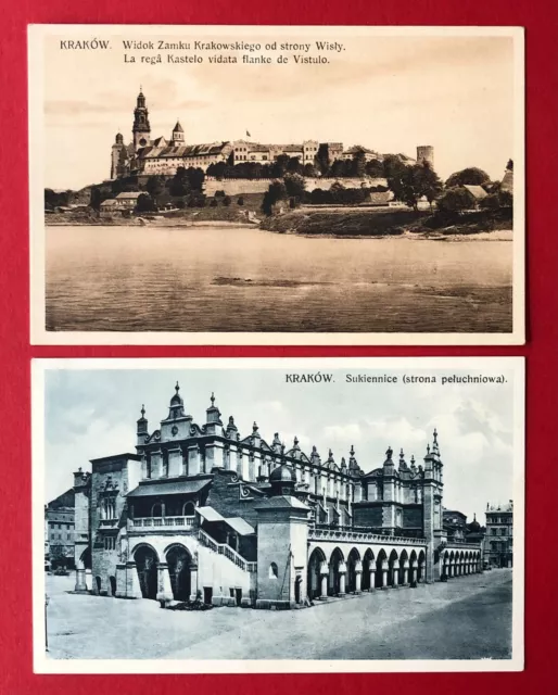 2 x AK KRAKOW Krakau in Polen um 1925 Blick zur Burg Schloss  ( 107408