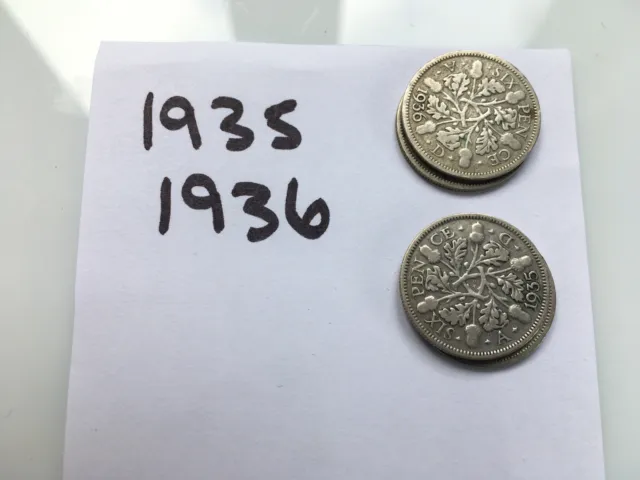 1935 and 1936 George V Silver lucky sixpence Choice of Date / Year