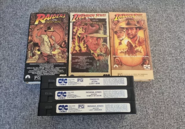 Indiana jones VHS trilogy PAL VIDEO CASSETTE TAPES X3 RARE LOT Australia