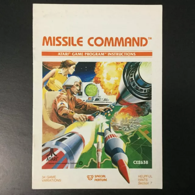 Missile Command Atari 2600 Instruction Manual Only