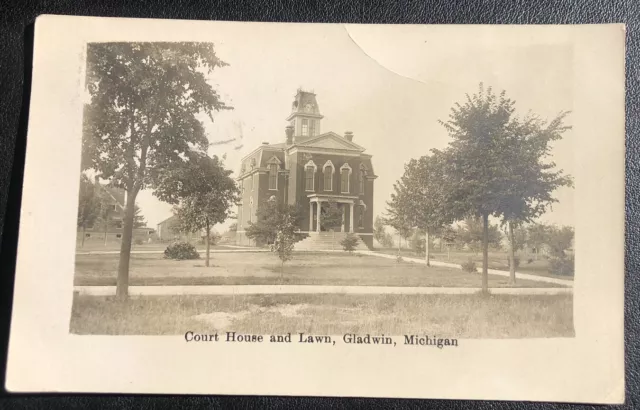 Rppc Court House Gladwin Mi Michigan Real Photo Vintage Postcard T89