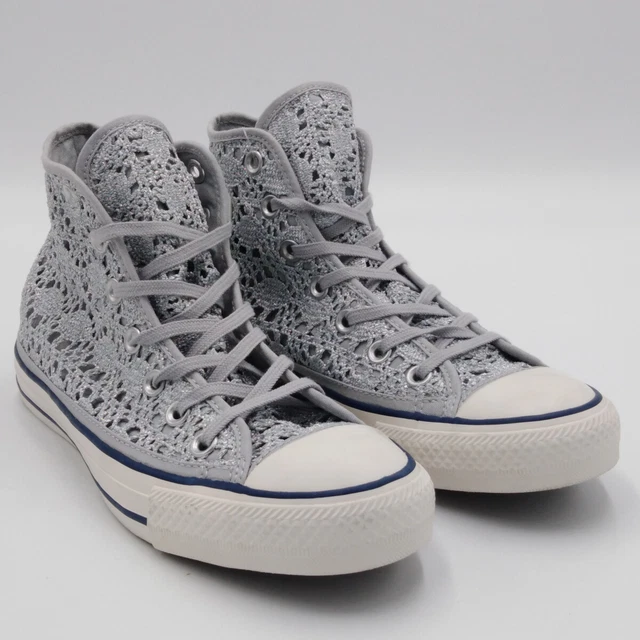 SCARPE CONVERSE ALL star Alte Macrame Grigio brillantinato n 36 cm 22.5 uk 3.5 EUR 59 00 PicClick IT
