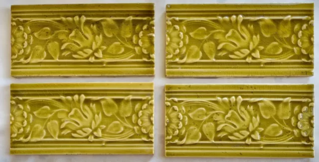 Four Arts & Crafts Tiles Mintons. C1905. 6 x 3.