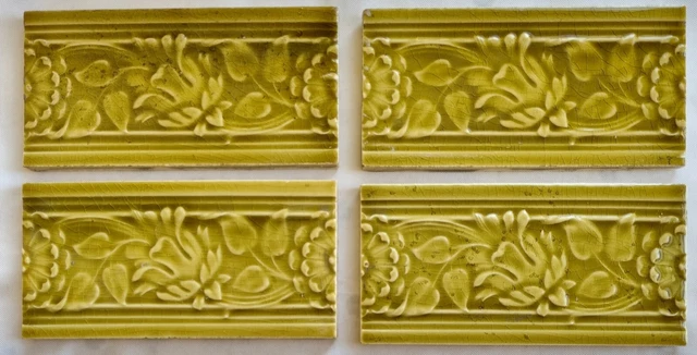 Four Arts & Crafts Tiles Mintons. C1905. 6 x 3. Four Arts & Crafts Tiles Mintons. C1905. 6 x 3.