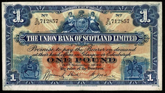 Union Bank Scotland * £1 * Hird & Wilson * SC903d * Prefix S/29 * 30.11.42 * GF