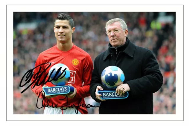 CRISTIANO RONALDO & ALEX FERGUSON Signed Autograph PHOTO Print MANCHESTER UNITED