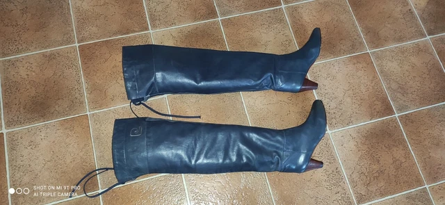 HAUTES BOTTES CUISSARDES Etat Neuf Pierre Cardin Tout Cuir Gris