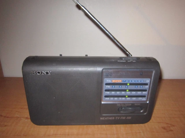 SONY ICF-36 PORTABLE RADIO Weather TV FM AM Band Radio - Tested Black WORKING