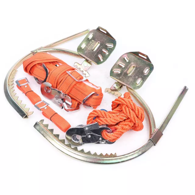 Tree Climbing Spikes Safety Harness Adjustable Belt Wooden Foot Button
