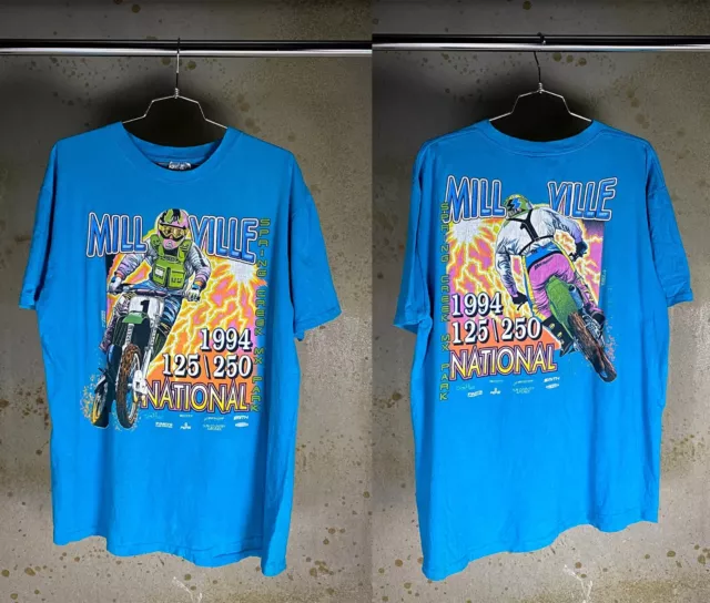 VINTAGE 1994 MILLVILLE Pro Motocross National T-Shirt Cotton Unisex ...