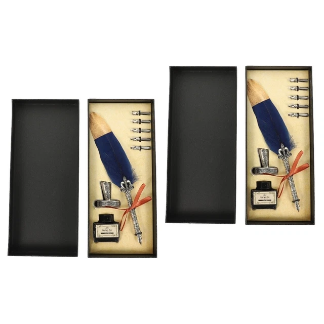 2 juegos Vintage Quill Plum Plum Kit de escritura Quill Pen Practical Nibbed Stift