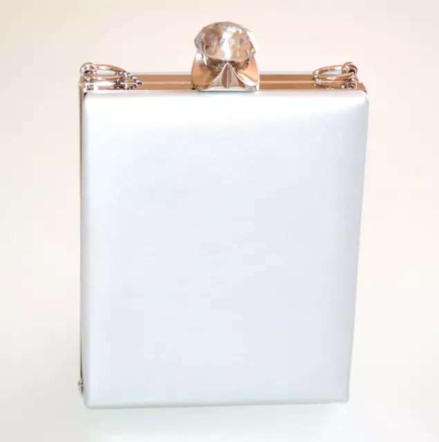 Pochette donna argento cristallo clutch rigida borsello borsa elegante UF120