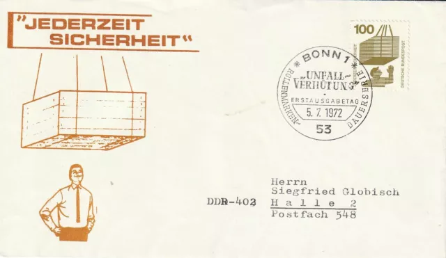 BRD_2394 Nr. 702A auf FDC echt gelaufen aus 1972 - DS Unfallverhütung