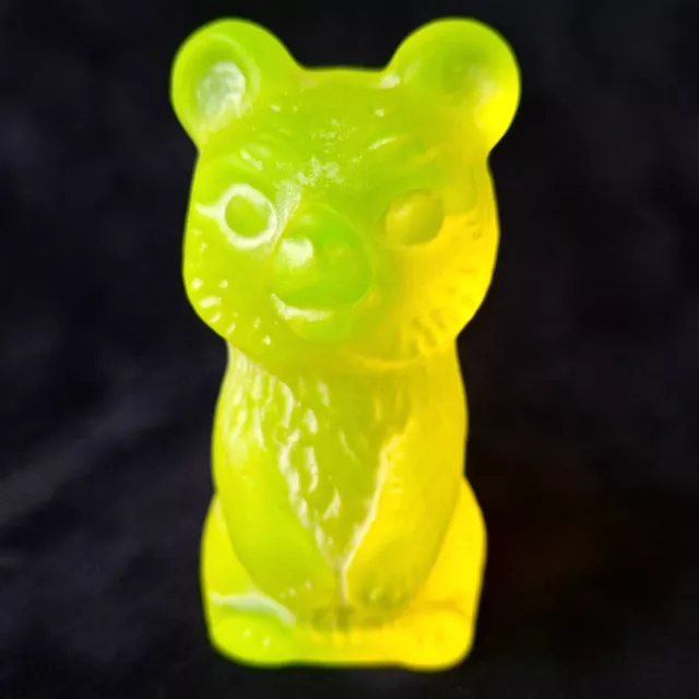 Uranium Glass Bear Uranum Frosty Vaseline Depression Matte Glass Figurine
