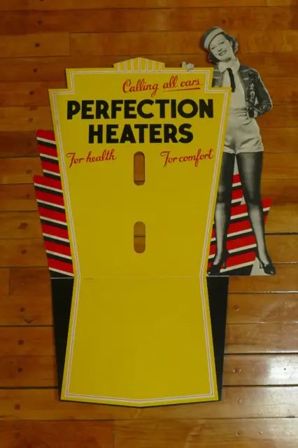 RARE Vintage 1930s Automobile Perfection Heaters Cardboard Advertising Sign