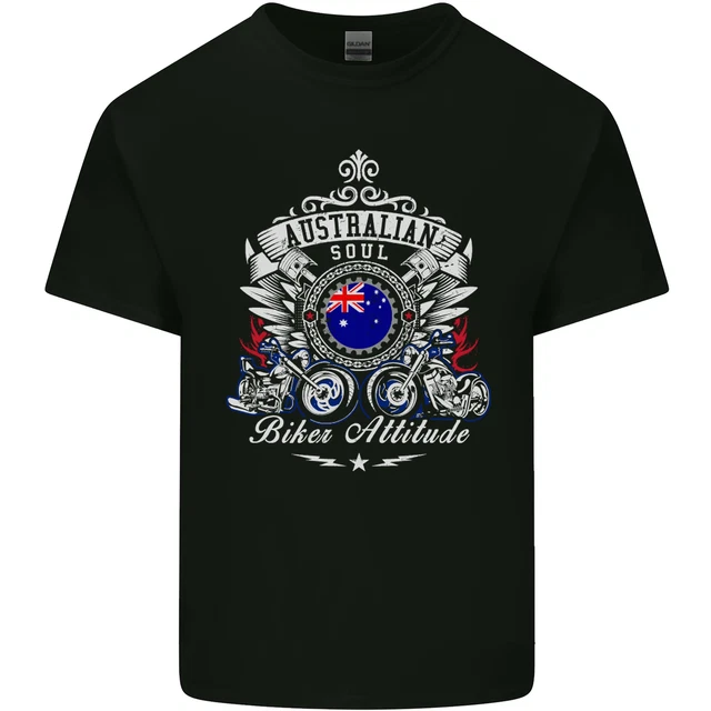 Australian Biker Australia Motorcycle Bike Mens Cotton T-Shirt Tee Top