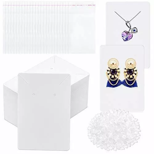 400 Pcs White Earring Cards Packaging Supplies Kit Earring Display Holder Cards