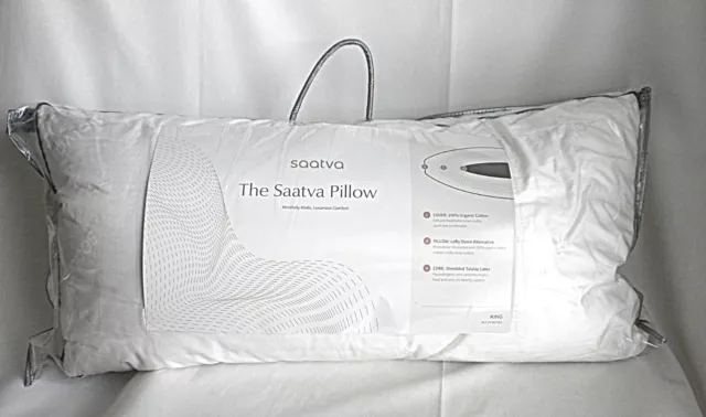 SAATVA King Organic Cotton Down Alternative Core Bed Pillow Hypoallergenic  New