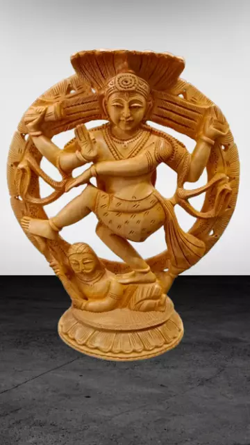 Wooden Handicraft Dancing Nataraja Statue Idol Home Decor Antique Showpiece 8"