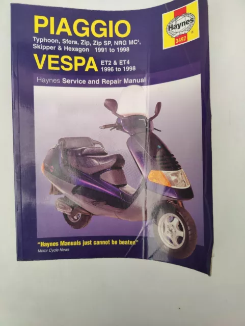 Haynes 3492 Service & Repair Manual Piaggio (Vespa) Scooters 1991 - 1998