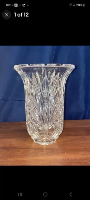Cut Etched Crystal Heavy Glass Boudoir Table Lamp Shade 8.5 “ H , 1.25” Opening