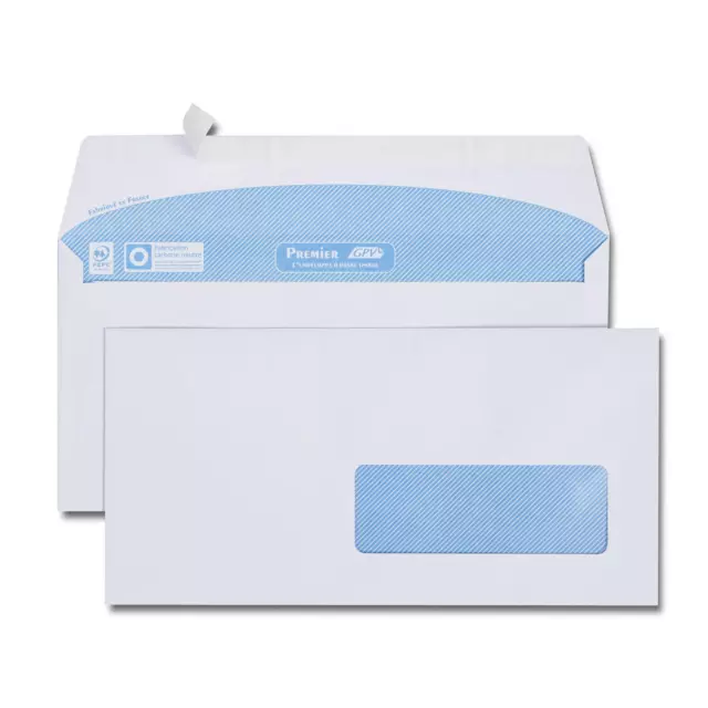 [Ref:22704] GPV Boîte de 500 enveloppes blanches DL 110x220 80g  35x100 bande d