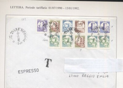 CIB_050 STORIA POSTALE castelli in bobina su LETTERA  ESPRESSO 1991 