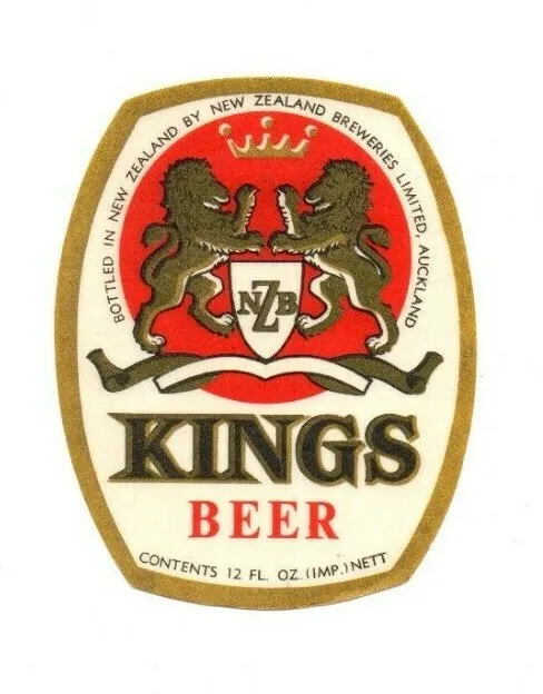 New Zealand Beer Label - New Zealand Breweries, Auckland - Kings Beer