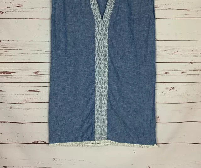 Soft Joie Women's M Medium Blue Chambray Linen Cotton Blend Embroidered Dress 3
