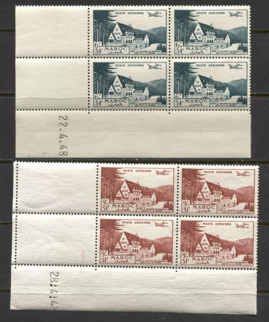 FRENCH MOROCCO 1948, IFRANE PTT VACATION COLONY Scott CB29-CB30 BLOCK OF 4, MNH