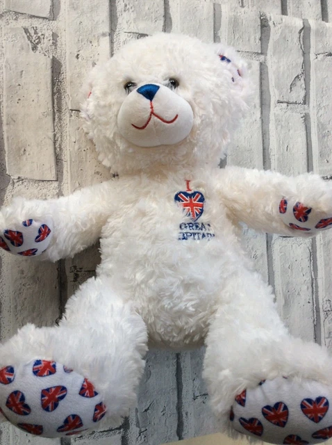 BABW Build a bear I love Great Britain union Jack Toy plush white