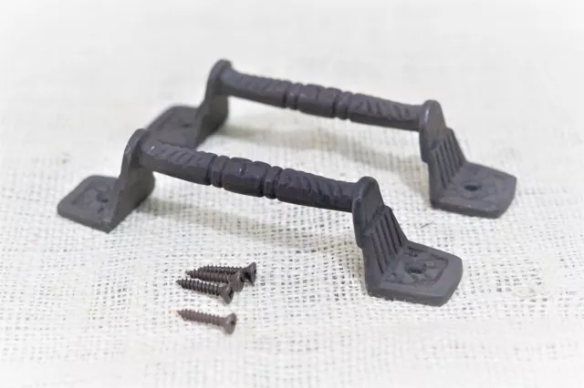 8 Cast Iron Rust Barn Handle Gate Pull Shed Door Handles Fancy Drawer Pulls 4