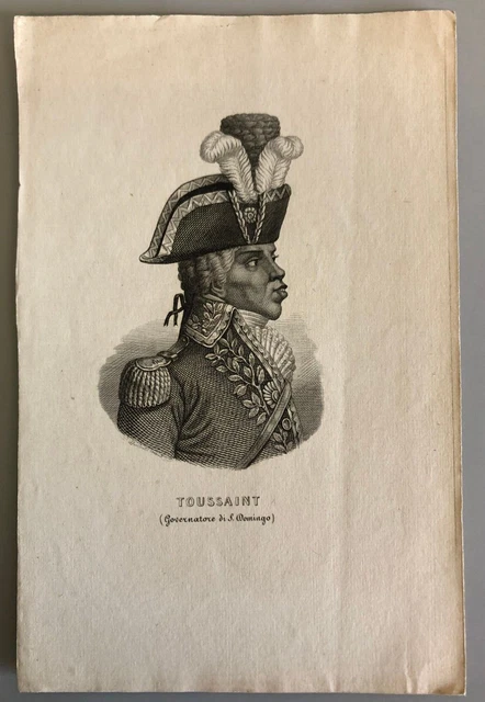 Antique Buccinelli engraving circa 1850 Toussaint L'Ouverture 23.6x15.5 cm