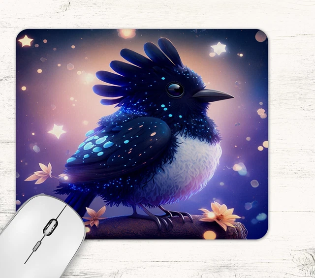Neon Bird Design Neoprene Mouse Pad Mat Rectangle Non Slip